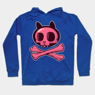 Cute Pink Cartoon Cat Skull & Bones Adorkable Kitten Hoodie